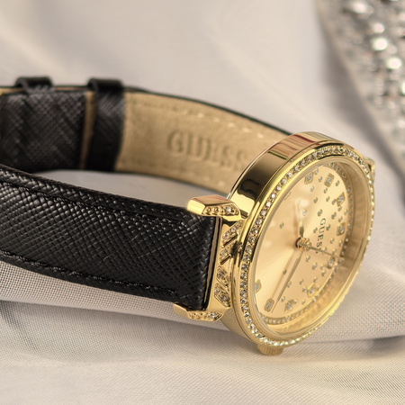 GUESS BLACK LEATHER STRAP GW0764L2