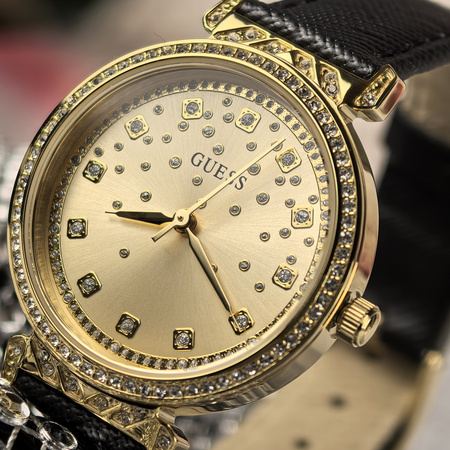 GUESS BLACK LEATHER STRAP GW0764L2