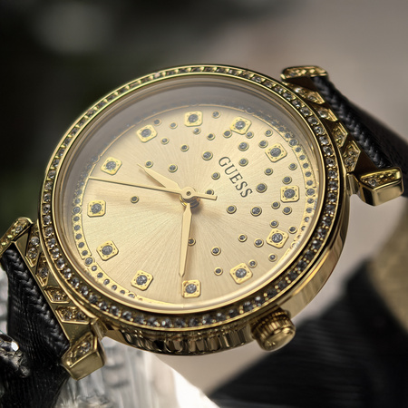 GUESS BLACK LEATHER STRAP GW0764L2
